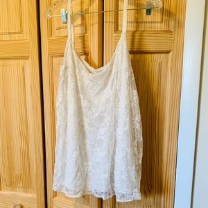 Top Camisole Womens 22 White Silk/Lace Overlay